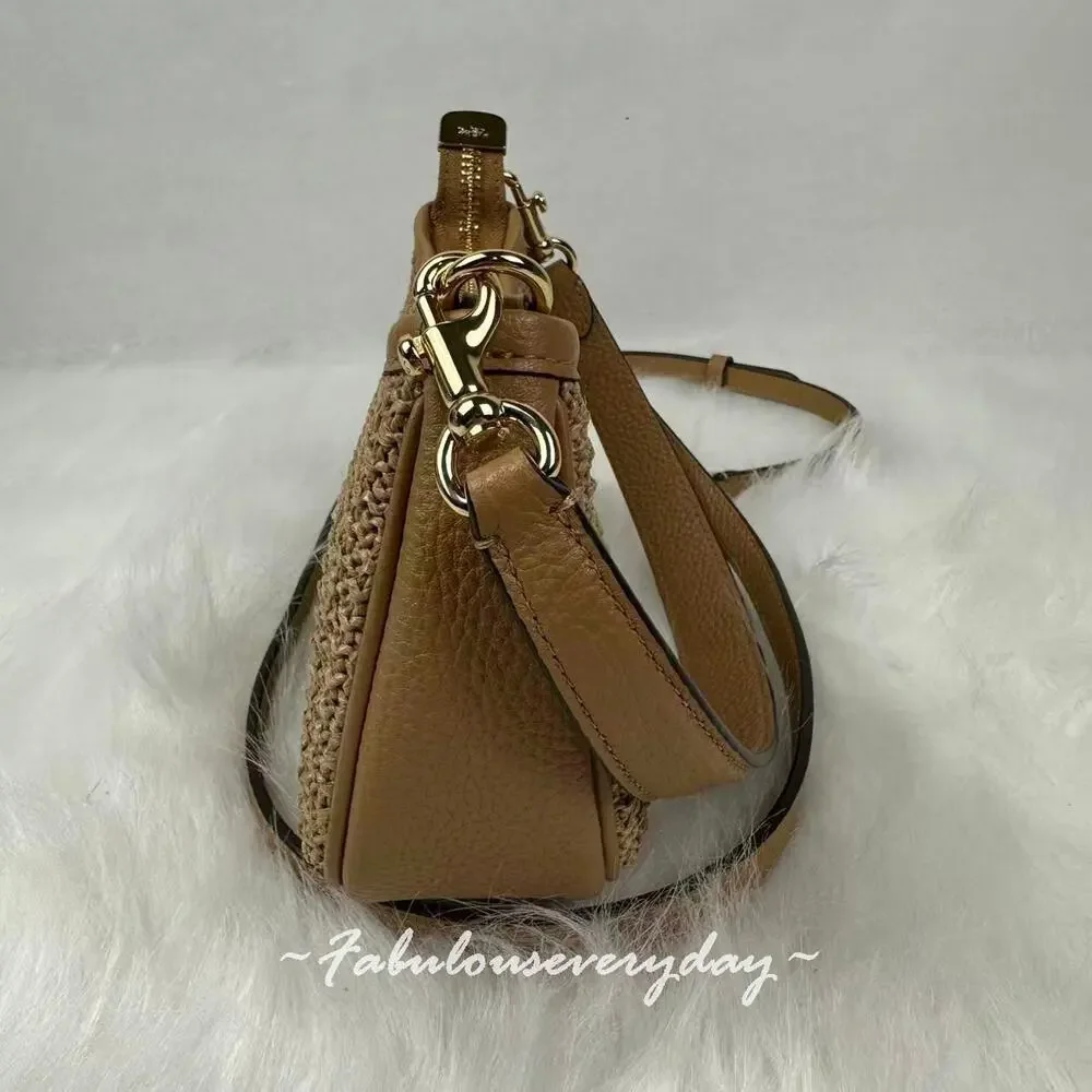Coach Teri Mini Crossbody Bag Shoulder Bag Straw/Gold/Toast CDW66 NWT